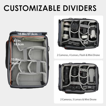 TARION Medium Camera Insert Bag Quick Access DSLR Inner Case Organizer M | Fits 2 Cameras 7 Lenses Drone Gear, Full Back Opening, Framed Top Lid, Protective Insert Cube, 14.6x11x6.7" ShellCore M - style: M (2 Cameras 7 Lenses)