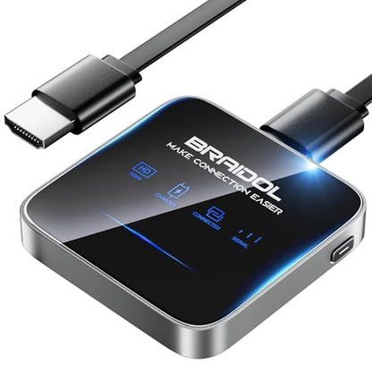 2027 Upgraded Wireless HDMI Display Dongle Adapter, Transmitter Streaming Media Video/Audio/File HDMI Wireless Extender from Smartphone,Laptop to HDTV/Projector/Monitor, Support Airplay DLNA (Black)