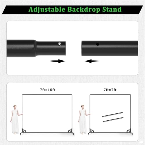 BENOISON Backdrop Stand with Wheels & Backdrop 10x7ft(WxH) Green Screen with Stand, Movable Rolling Background Stand with Greenscreen for Photography Video Studio