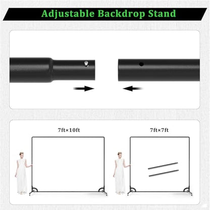 BENOISON Backdrop Stand with Wheels & Backdrop 10x7ft(WxH) Green Screen with Stand, Movable Rolling Background Stand with Greenscreen for Photography Video Studio