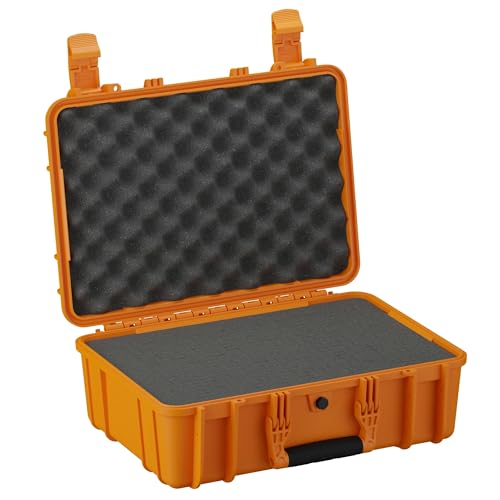 Condition 1 18" Medium Waterproof Hard Case with Foam, Model 801, Portable Protective Storage Box for Travel, Tactical Gear, Made in USA,18.36"x13.70"x 7.03" Orange - color: Orange