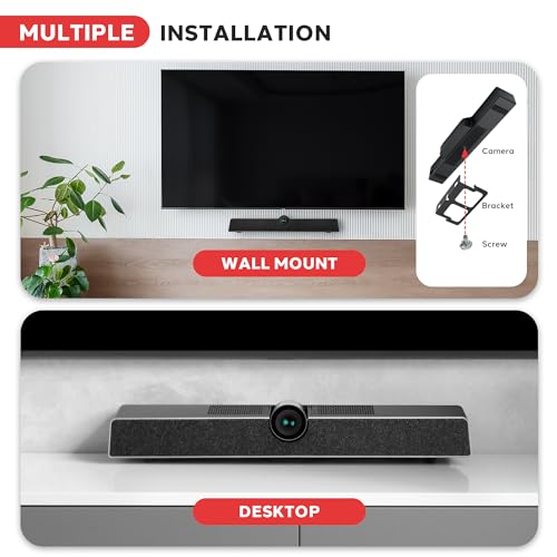 Pyle 4K USB Video Conference Room Camera System 120° FOV with 5X Zoom, AI Auto Framing, Echo Cancellation, 8m Mic Pickup Conferencing System for Home Offices, Zoom, Skype, Microsoft Teams, PC Meetings - color: Black