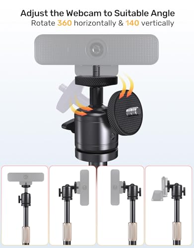 Webcam Tripod Stand for Desk Height Adjustable & 360° Swivel Webcam Mount Compatible with Logitech Webcam C922 C930e C920S C920 C615 C960 NexiGo N60 and BRIO and Other Devices with 1/4" Thread - size: Larger Base