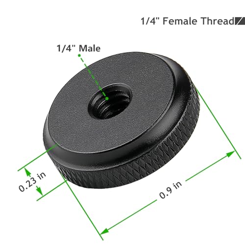 1/4" Female Thumb Nuts with Rubber Pads, 5pc Thumb Wheel Lock Nut Adapter, Anti-Slip Rubber Washers with 1/4" Screw Hole for Attach The Camera to Tripod