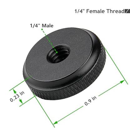 1/4" Female Thumb Nuts with Rubber Pads, 5pc Thumb Wheel Lock Nut Adapter, Anti-Slip Rubber Washers with 1/4" Screw Hole for Attach The Camera to Tripod