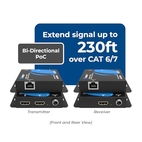 OREI HDMI Extender Ethernet 165ft, 4K HDR PoC Two-Way IR HDCP 2.2 LPCM 2.0 | HDMI Balun, Over Ethernet – 18Gbps, HDMI 2.0, Uncompressed Zero-Latency AV, LPCM 2.0, Dolby 5.1