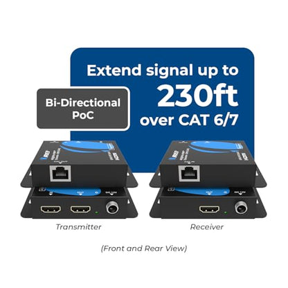 OREI HDMI Extender Ethernet 165ft, 4K HDR PoC Two-Way IR HDCP 2.2 LPCM 2.0 | HDMI Balun, Over Ethernet – 18Gbps, HDMI 2.0, Uncompressed Zero-Latency AV, LPCM 2.0, Dolby 5.1