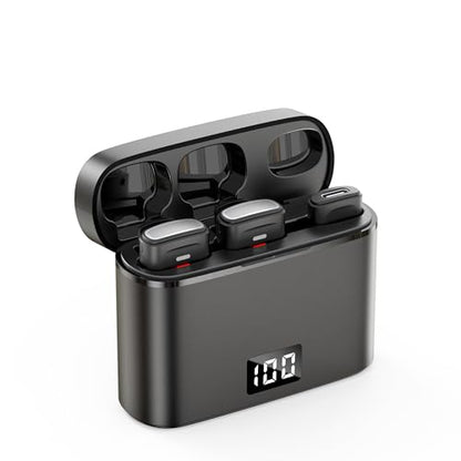 NPTCL Wireless Lavalier Mini Microphone for iPhone Video Recording | Noise Canceling Lapel Lav USB C Mic, LED Digital Charge Display, 35 Hour Charging Case for VlogYoutube Tiktok Podcast - style: USB-C