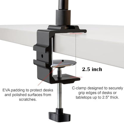 AURAY Microphone Arm Stand Long 20'' Sturdy Gooseneck Mic Stand Adjustable Microphone Arm Stand with Clamp - Flexible Mike Stand Podium Compact Mic Arm for Desk Traveling (Black) - size: 20" Gooseneck