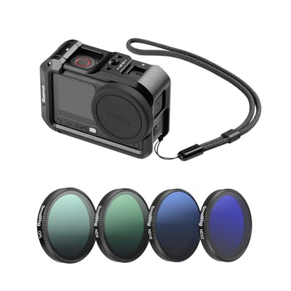 SmallRig Cage for DJI Osmo Action 6 with ND Filter Kit, 4 Pack CPL ND8 ND16 ND32 Snap-On Polarizing Neutral Density Filters, Aluminum Alloy Camera Cage with Cold Shoe, Wrist Strap, Lens Cover - 6374 - style: Advanced Cage+Filter Kit