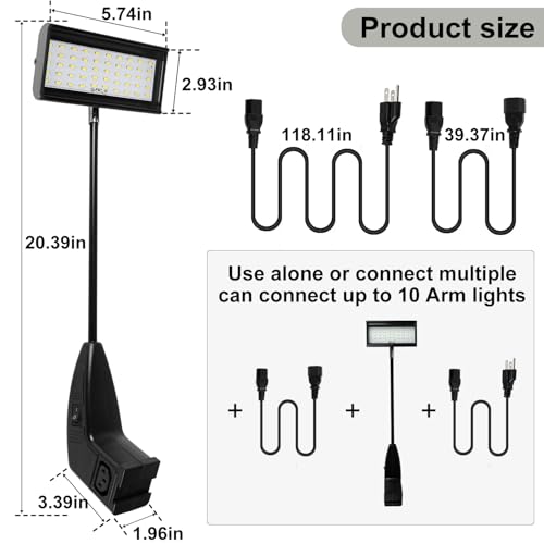 Trade Show Lights LED Display and Exhibit Arm Lighting, Connectable Tradeshow Lights Included Clamps, Mounting Brackets, Power Cables, Connect Cables (2pcs Black) (Black) - color: Black