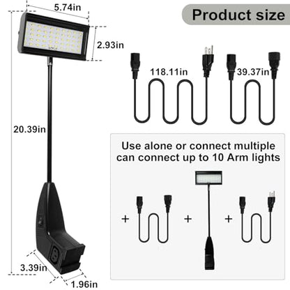 Trade Show Lights LED Display and Exhibit Arm Lighting, Connectable Tradeshow Lights Included Clamps, Mounting Brackets, Power Cables, Connect Cables (2pcs Black) (Black) - color: Black