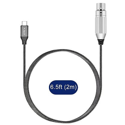 J&D USB C to XLR Microphone Audio Cable, Braided USB C to XLR Female Microphone Cable for Audio Recording, Dynamic Microphone, Compatible for iPhone 15/15 Plus/15 Pro/15 Pro Max, MacBook, 6.6 Feet - size: 6.6 Feet