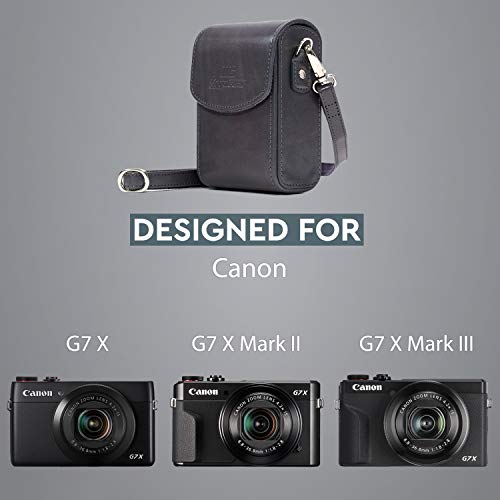 MegaGear MG1215 Leather Camera Case with Strap compatible with Canon PowerShot G7 X Mark III, G7 X Mark II, G7 X - Gray - color: Gray