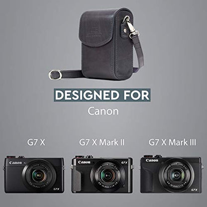 MegaGear MG1215 Leather Camera Case with Strap compatible with Canon PowerShot G7 X Mark III, G7 X Mark II, G7 X - Gray - color: Gray