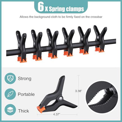 T-Shape Backdrop Stand 8x7.2FT, Height and Width Adjustable Background Stand for Parties,Green Screen Holder with 6 Spring Clamps - size: 8x7.2ft