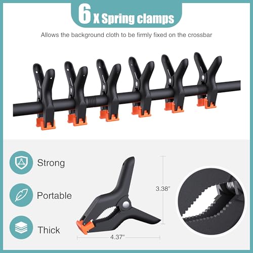 T-Shape Backdrop Stand 8x5.3FT, Height and Width Adjustable Background Stand for Parties,Green Screen Holder with 6 Spring Clamps - size: 8x5.3ft