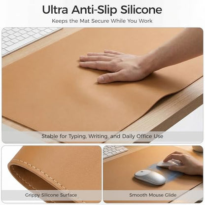 Silicone Desk Mat for Minimal, Creative, Vanity Desk – Reduces Glare, Comfortable Viewing – Writable, Non-Slip, Waterproof, Roll-Up – Food-Grade Platinum-Cured Silicone, Gift Tube（Caramel Brown） - color: Caramel Brown