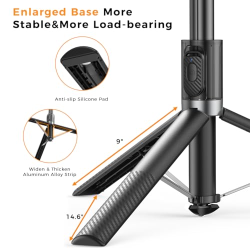 65" Automatic Phone Tripod,Auto-Open and Close Selfie Stick Tripod with Remote, Extendable Cell Phone Stand for iPhone & Android,Lightweight Selfie Stick for Creators,Vloggers,Travel,YouTube