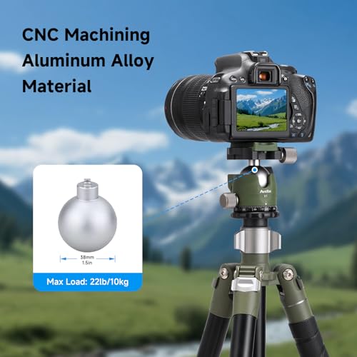Avella V1 DSLR Camera Tripod Ball Head 38MM, 360 Degree Swivel,U-Shaped Groove Design, for Canon Nikon Sony Olympus Panasonic DSLR Camera-Green