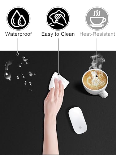 TopMade Mouse Pad with 15W Fast Wireless Charging, 31.5"x11.81" XL Large Gaming Waterproof Desk Pad with Ultra-Smooth Surface, Non-Slip Base, Classic Black Computer Desk Mat for MacBook, PC, Laptop - color: Black-31.5"x11.8"