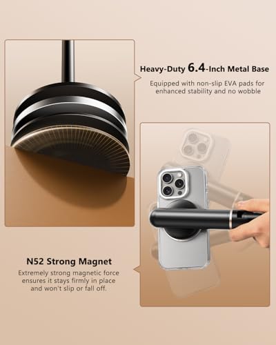 Height/Angle Adjustable Magnetic Phone Holder, 10"-25" Retractable Desk Phone Stand for Desk,720°Rotatable+180° flip, 360 Magnetic Phone Holder for Video Calls Kitchen Office Etc - style: Magnetic Style