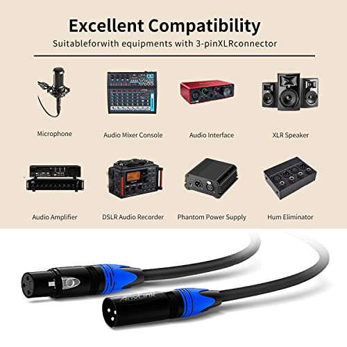 XLR Cables 15Ft, Microphone Cable Male to Female 3 Pin - 1 Pack | Mic Cable for Speaker Systems, Radio Station, and More - size: 15 Ft 1 Pack