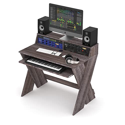 Glorious Sound Desk Compact Professional Studio Workstation with Pull-out Keyboard Compartment (Walnut) - color: Walnut