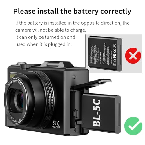 4K Digital Camera for Photography, 64MP Vlogging Camera for YouTube with 3" 180° Flip Screen, 18X Digital Zoom Point and Shoot Camara with 32GB Micro SD Card for Beginner (Black) - color: YL15-W08-C-Black