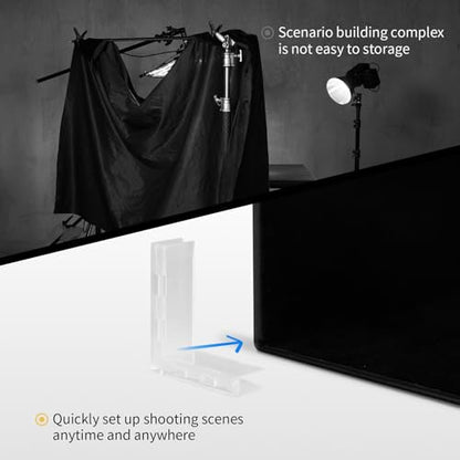 SITTO Product Photography Backdrops, Light-Absorption Black Flocked Cloth and White Paper Photo Backdrop Board with 2Pcs Bracket Small Photography Props for Model, Jewelry, Cosmetics etc (15.7x11.8) - color: Black and White