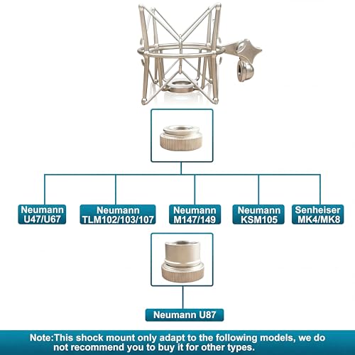 Spider Microphone Shock Mount Mic Holder - Anti Vibration Metal Spider Shockmount Compatible with Neumann U47 U67 U87 TLM102 TLM103 TLM107 M147 M149 Senheiser MK4 MK8 Condenser Microphones