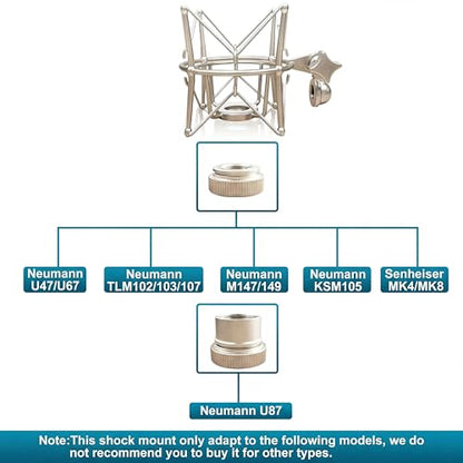Spider Microphone Shock Mount Mic Holder - Anti Vibration Metal Spider Shockmount Compatible with Neumann U47 U67 U87 TLM102 TLM103 TLM107 M147 M149 Senheiser MK4 MK8 Condenser Microphones
