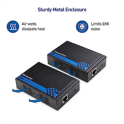 Cable Matters Wall Mount HDMI Extender with TCP/IP - Up to 300 Feet, 1080P, 1-to-Many Setup, HDMI Over Ethernet Extender (Model: 103002) - style: Standard Set