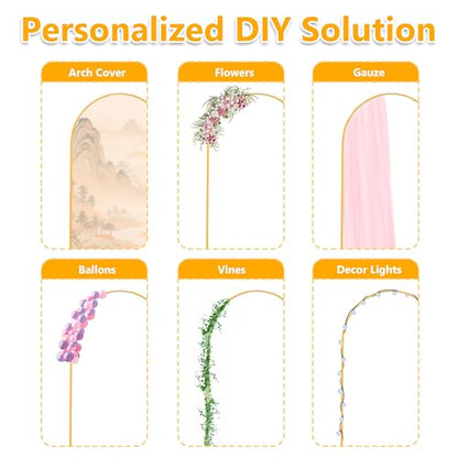 Toodour Arch Backdrop Stand 7.2FT, 6.6FT, 6FT Set of 3 Gold Metal Wedding Balloon Arch Stand for Birthday Anniversary Graduation Ceremony Opening Ceremonies Christmas New Year Garden Decorations - size: 7.2FT,6.6FT,6FT