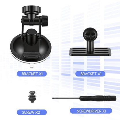 Rear View Mirror Mount Dash Cam Suction Cup Mount Adjustable Dashboard Windshield Monitor Mounting Bracket Holder for Rearview Mirror Reverse Camera Mounting for Truck Auto SUV