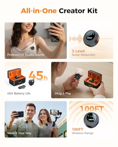 SX29 Wireless Lavalier Microphone for iPhone 17/16/15 & Android, USB-C Plug & Play Mini Mic, AI Noise Reduction, Magnetic Clip-On Lapel Mic with Battery Case for Vlogging & Video Recording - size: 2TX + USB-C RX + 1CC