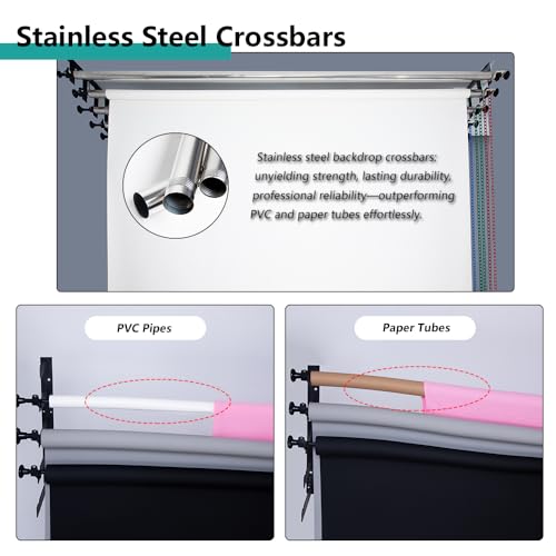 MagicLine Backdrop Poles,10ft/3m Stainless Steel Crossbar for Electric Motorized & Manual Studio Roller Background Support System, Crossbar for Backdrop Stand-Applicable to Home Photo Video