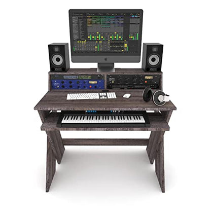 Glorious Sound Desk Compact Professional Studio Workstation with Pull-out Keyboard Compartment (Walnut) - color: Walnut