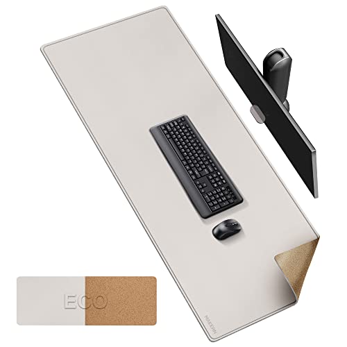 MAIDERN Cork & Leather Desk Mat, 63' x 23.6', Dual Sided Pad Protector for Gaming and Home Office (Cream) - color: Cork+cream, size: 63” x 23.6”