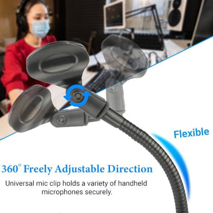 Desktop Gooseneck Microphone Stand – 6″ Flexible Arm, 1.4 lb Weighted Base, Includes Mic Clip & 3/8″–5/8″ Adapter – Ideal for Podcasting, Streaming, Gaming & Voice Recording - size: 6 inch