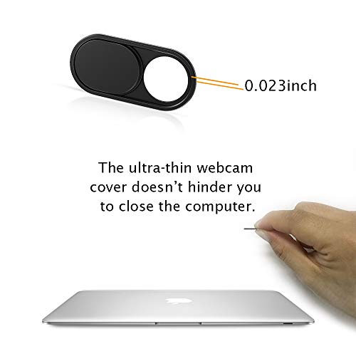 CloudValley Webcam Cover Slide, [5 Pack] 0.6mm-Thin Metal Web Camera Cover Sticker for MacBook Pro, MacBook Air, Laptop, iMac, PC, Surfcase, iPhone 8/7/6 Plus, Privacy Cover, Black-5 pcs - color: Black-5 pcs, size: 5 packs webcam cover