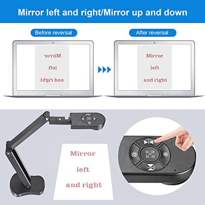 4K USB Document Camera for Teacher, 8MP Webcam & Visualiser for A3 Size with Dual Microphones, 3-Level LED Light, Image Invert, Foldable for Live Demo, Work with Windows, macOS and Chrome OS