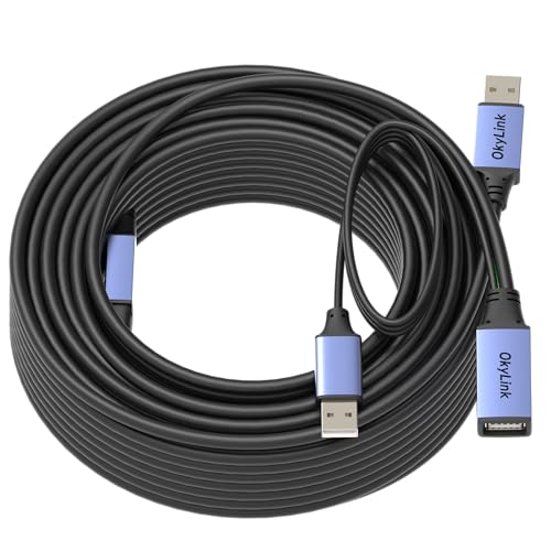 OkyLink Active USB 2.0 Extension Cable A to A, Male to Female 65ft(20M) | 480Mbps Signal booster cord, compatible with printer, mouse, keyboard, scanner, camera - size: 65ft (20m)
