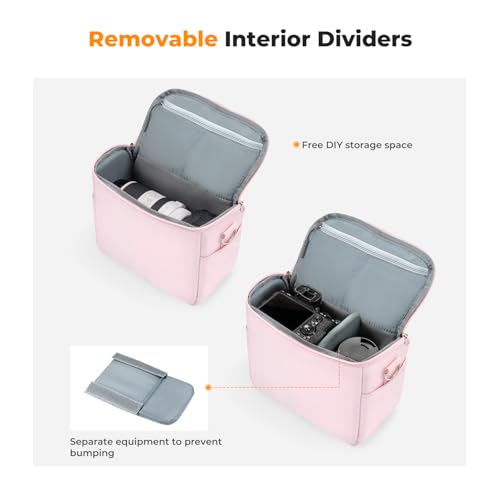 K&F CONCEPT Camera Sling Bag Small Crossbody Camera Case DSLR/SLR/Cute Compact Shoulder Photography Bags for Photographers - color: 02-pink