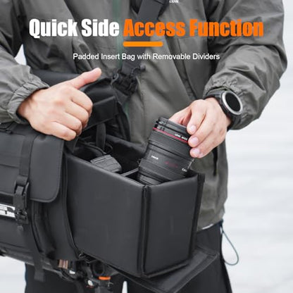 Cwatcun Camera Sling Bag, Waterproof Multifunction Photography Tactica Camera Crossbody Bag with Tripod Holder & Removable Accessory Bags for DSLR/SLR/Mirrorless Cameras - Large - size: Large