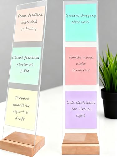 Monitor Memo Board 2PCS - Removable Sticky Note Holder for Computer Monitors, Transparent Acrylic Office Desk Accessories, No Screen Damage, Fits Laptops & Desktops - color: Wood