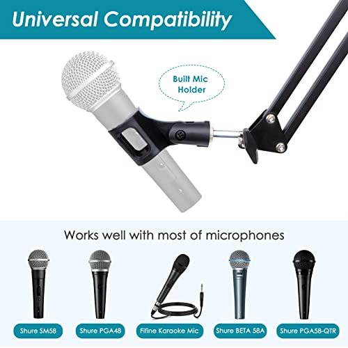 YOUSHARES Mic Stand - Microphone Arm with Upgraded Heavy Duty Clamp, Wall Mount and Universal Mic Holder for Blue Yeti/HyperX QuadCast ＆ Other Mics - color: Black Multi-Mount Stand