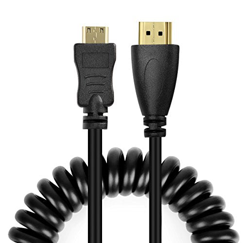 UCEC Mini HDMI to HDMI Coiled, 1ft-1.47ft Small HDMI Cable Support 4K Ultra HD 1080p 3D Compatible with Atomos Ninja V V5, Monitors, Cameras, Projector, A to C - color: A to C
