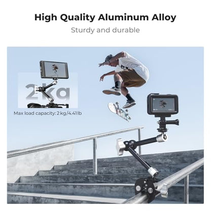 K&F CONCEPT 9.8" Magic Arm Clamp Kit with Dual 360° Ball Heads Camera Arm Mount for Monitor, Flash, LED Light, Microphone, Camera Cage, Action Camera, Sliver - size: 9.8-Inch