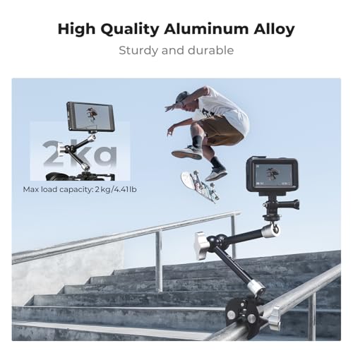 K&F CONCEPT 9.8" Magic Arm Clamp Kit with Dual 360° Ball Heads Camera Arm Mount for Monitor, Flash, LED Light, Microphone, Camera Cage, Action Camera, Sliver - size: 9.8-Inch